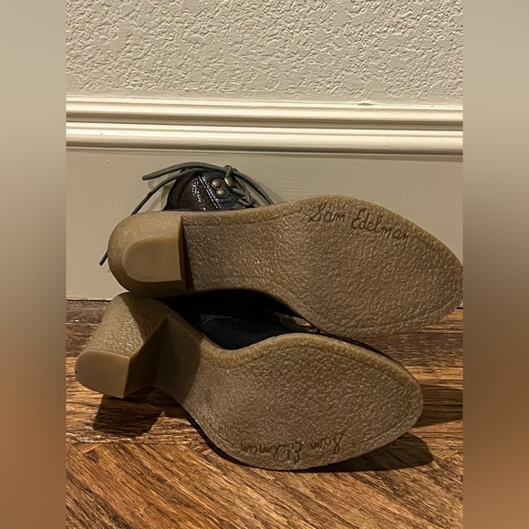 Sam Edelman Leather Shearling Chunky Heel Ankle Boots Bootie 10 NEW - Picture 4 of 5